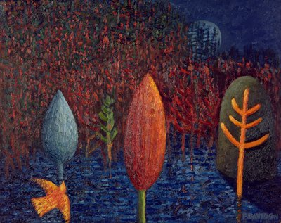 على حافة البحيرة ، 1997 (زيت على ورق) بواسطة بيتر ديفيدسون